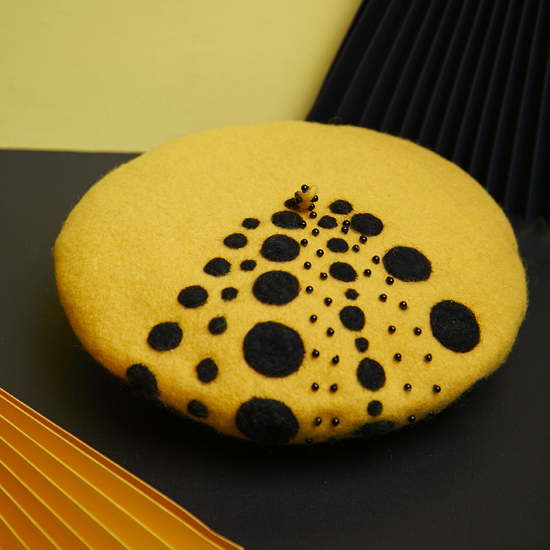 

point qiu dong female painter cap beret manual baize creative hat, Ginger