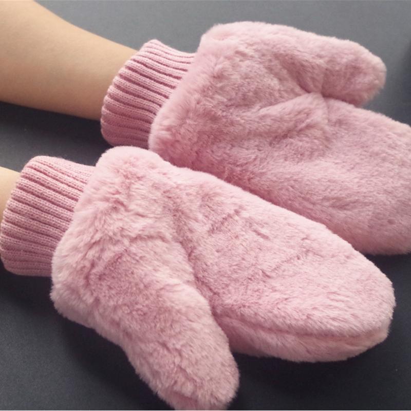 

Women Winter Warm Knitted Thickened Stretchy Mittens Gloves Female Thermal Casual Covered Finger Halter Gloves #p3
