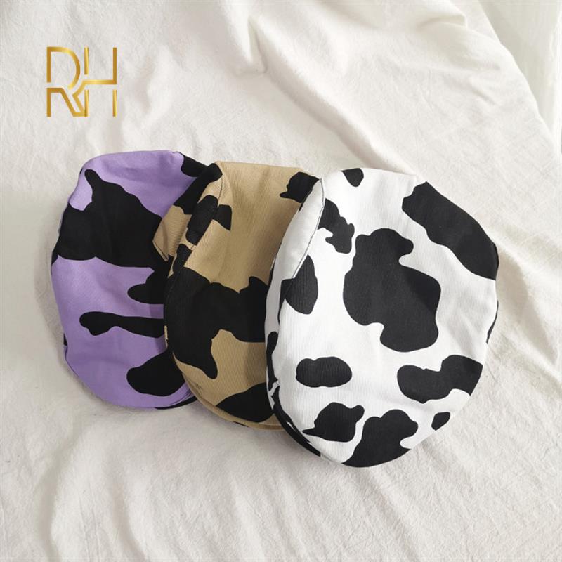 

Autumn New Beret Hat Women Cow Print Japanese Painter Hat High Quality Newsboy Caps Femme Lady Girl Bonnet RH, White