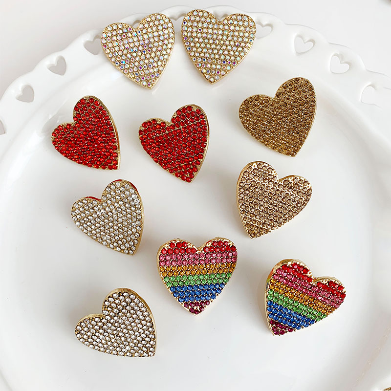 

Trendy Heart Love drop Earrings for Women Wedding Bohemian Cute Girls Party Gift Multicoloured crystal Statement Earring