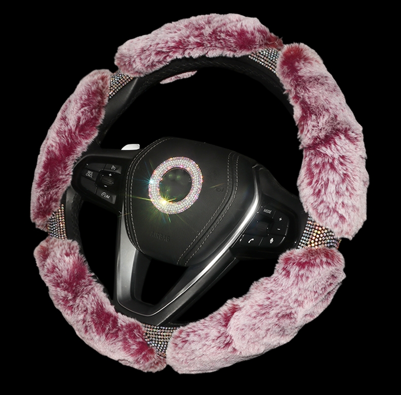 

2020 New Winter Plush Car Steering Wheel Cover Crystal Rhinestone Steering-Wheel Case Warm Heated Auto Wheels Covers