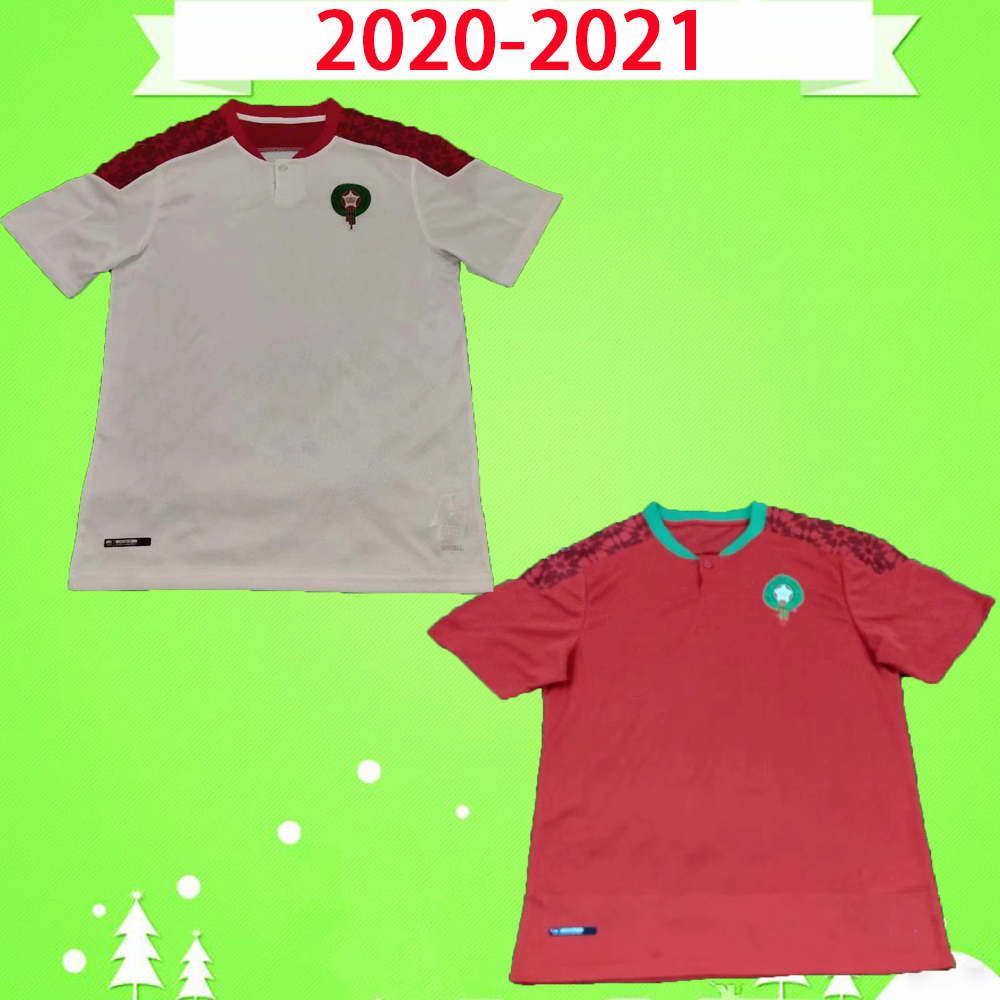 

morocco ZIYECH Soccer Jerseys 2020 21 Home Away BENATIA BOUTAIB BOUSSOUFA BELHANDA BOUFAL HAKIMI MAZRAOUI football shirt red white, 2020 2021