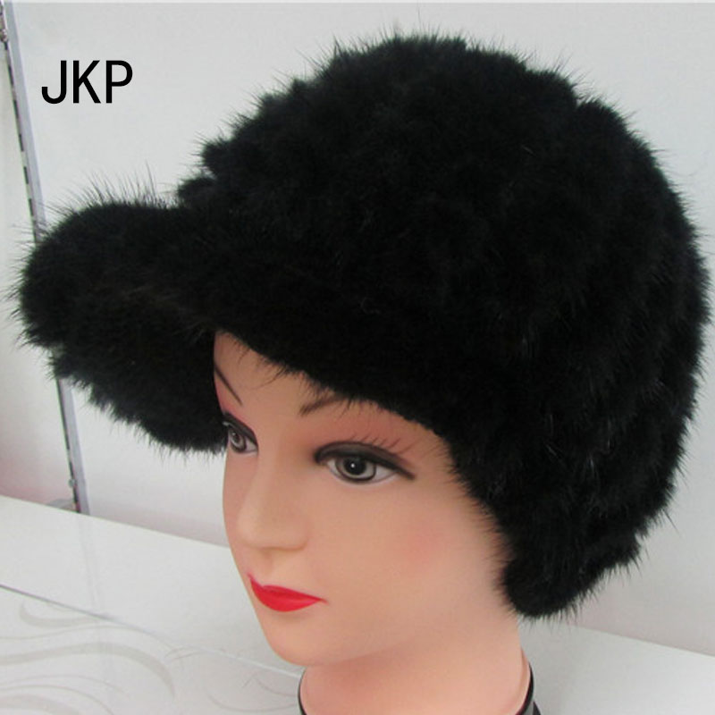 

Winter Hot Genuine Hat Cap Nature Knit Hat Fashion Women Headgear