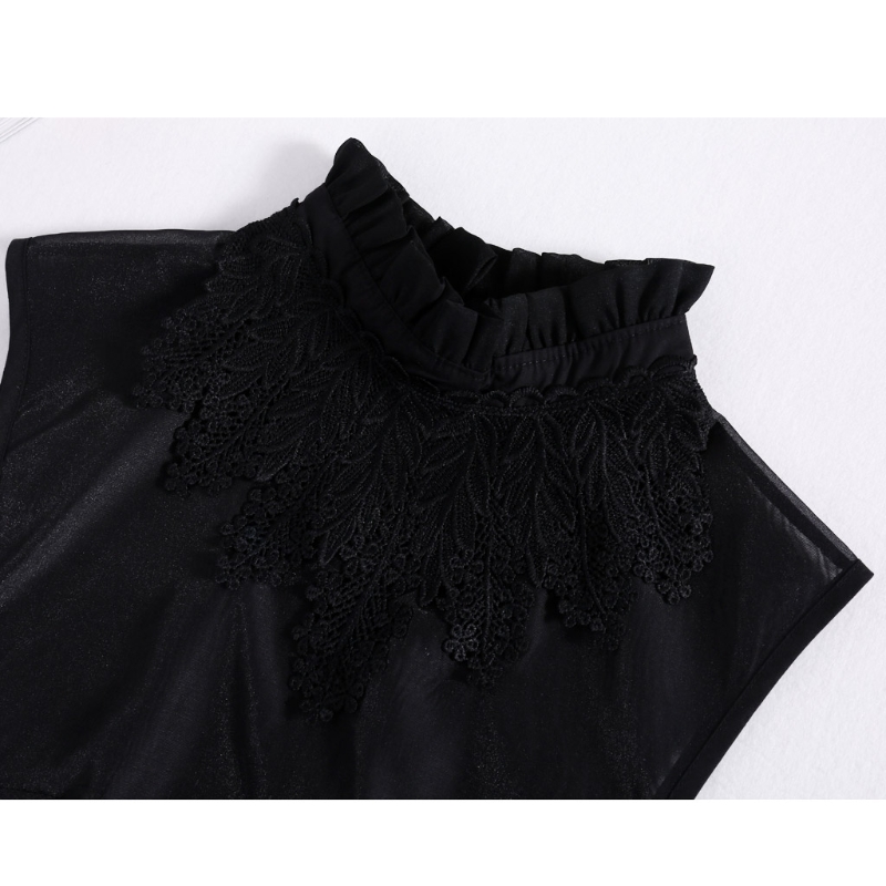 

Lace Embroidery Neckstand Fake Collar Tie Detachable False Blouse Accessories LX9E
