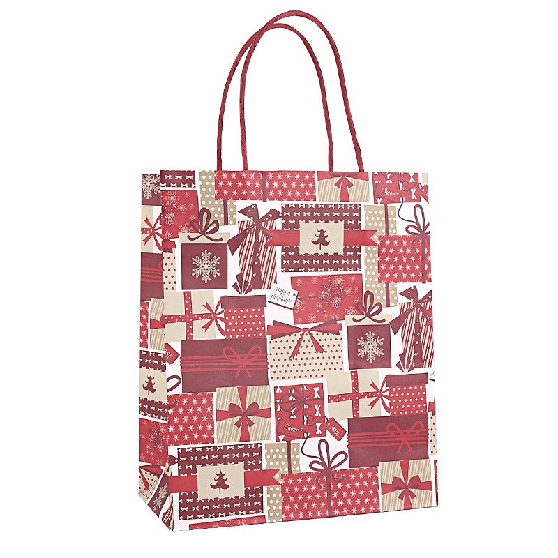 

12Pcs Christmas Gift Paper Bags Kraft Paper Treat Candy Bags Wedding Party Favor Gift Wrap