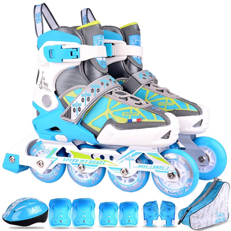

New Boy Girl Children Inline Skates Adjustable Size Flashing Roller Skating Boots for Kids, Blue