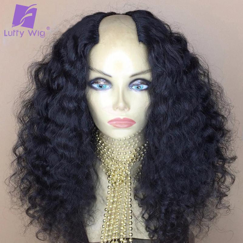 

Water Wave Wig Glueless 2x4 U Part Wig Human Hair Peruvian Remy U Part Human Hair Wigs For Fashion Women 180 Density LUFFY, #1