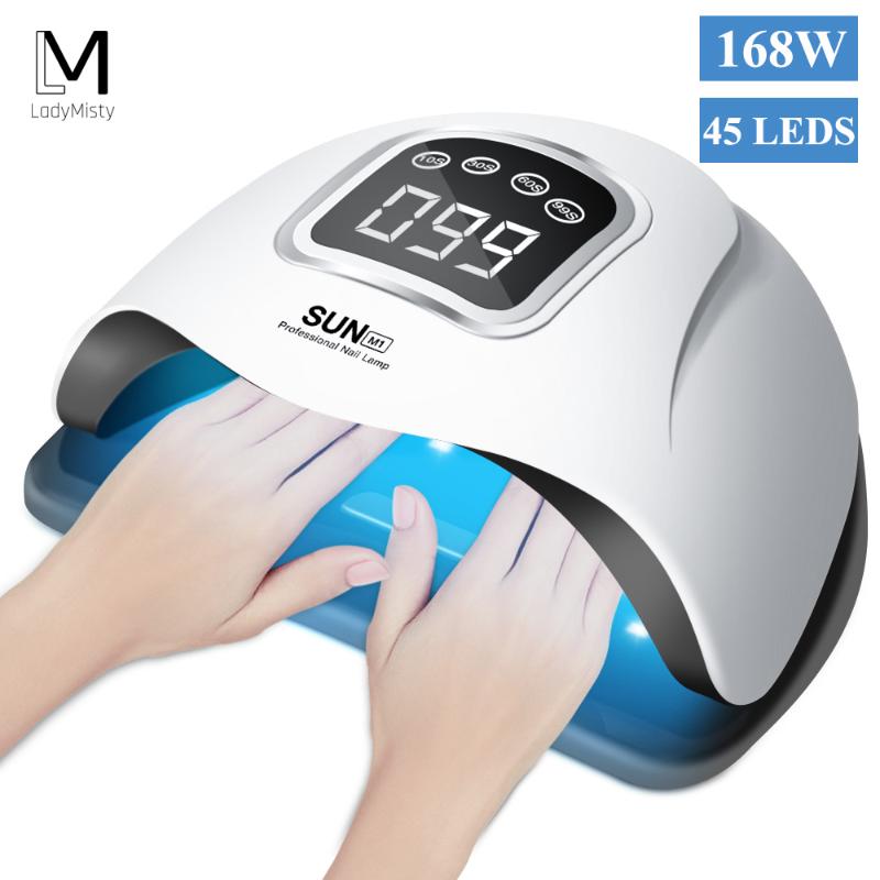 

LadyMisty Nail UV Lamp 168W Nail Dryer Led UV Lamp for Manicure 45 Leds For Gel Polish Ice With LCD Display, 36w 12leds