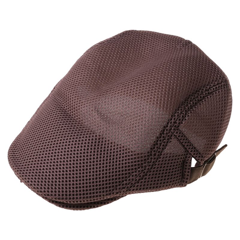 

Mens Breathable Mesh Summer Duckbill Hat Newsboy Beret Ivy Cap Cabbie Flat Soft, Brown
