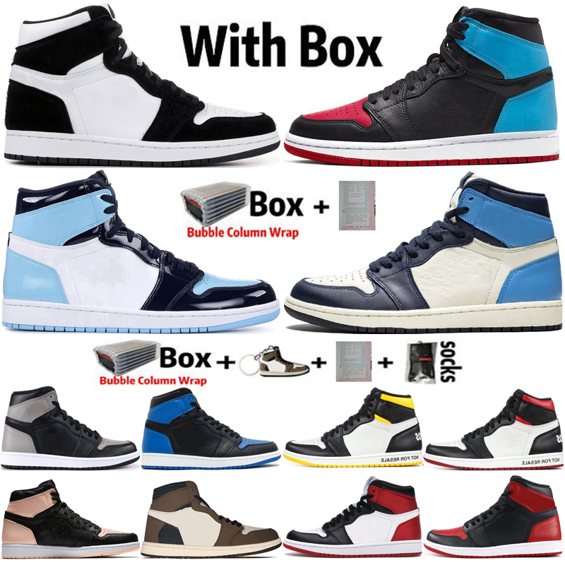 

With Box Jumpman 1 1s Mens Basketball Shoes Hyper Royal University Blue Obsidian Dark Mocha Bred Patent Starfish Lost Found Stage Haze Women Sneakers Trainers