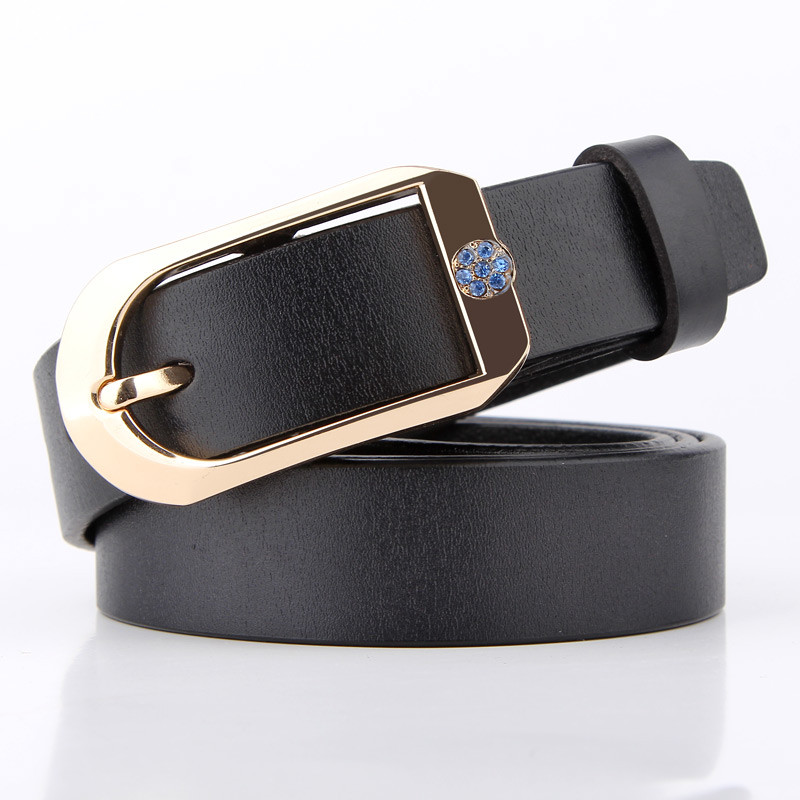 

top Cow Leather Fashion Diamond Decorative Carved Belt For Women High Quality Fashionable Accessories Belts for Jeans Dress, Black