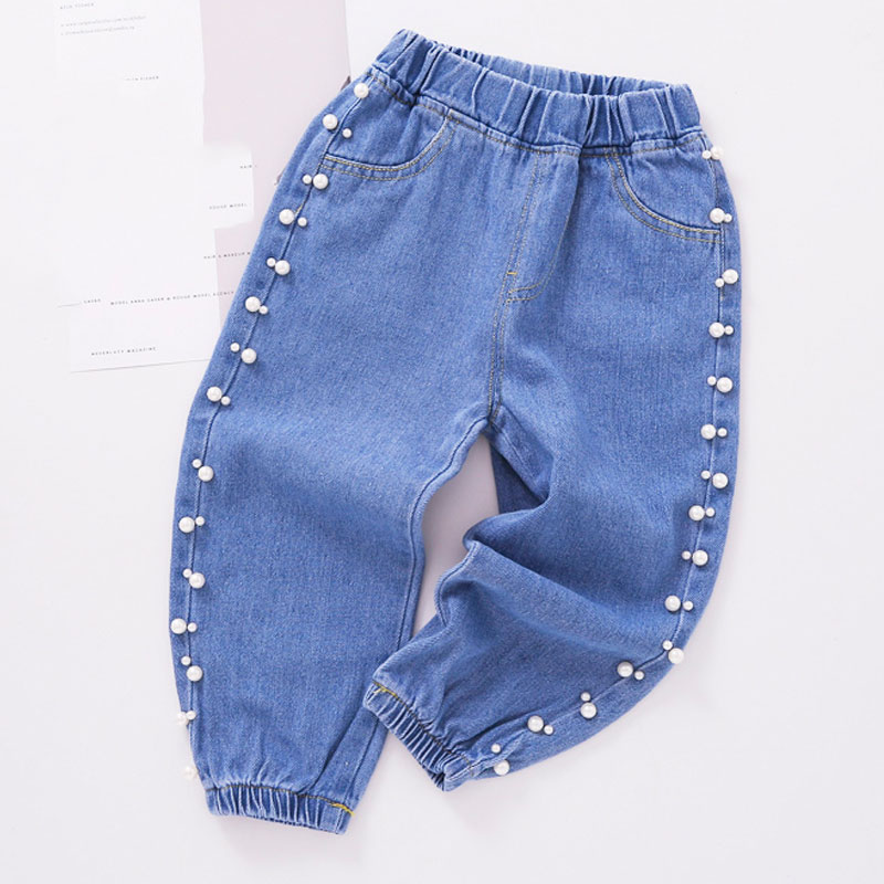 

Children's Jeans Kids Denim Long Pants Boys' Summer Mosquito-proof Pants Girls' Cartoon Breathable Thin Jeans 1-6Y, As show