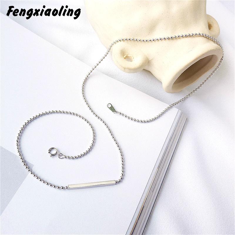 

Fengxiaoling 100% Authentic Real 925 Sterling Silver Creative Geometry Pipe Chains Necklaces For Women Fine Elegant Jewelry Gift