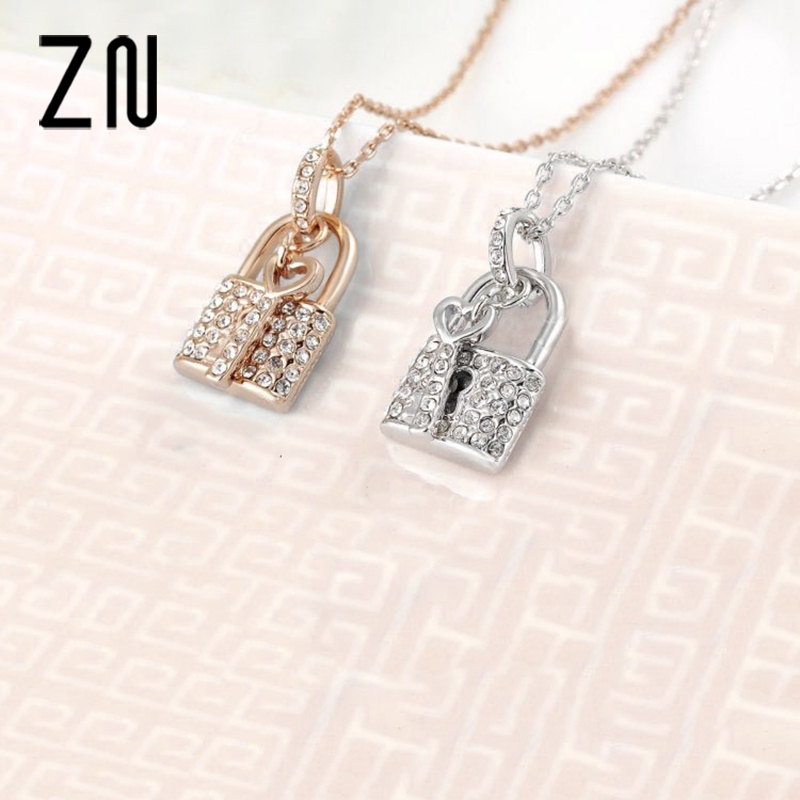 

Fashion Key And Lock Pendant Easy to Use Fashion Crystal Necklace Jewelry Gift For Women