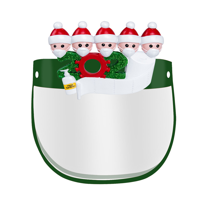 

US Ship 2020 Social Distance Christmas Protective Mask With Glasses Holder Anti Splash Santa Claus HD Transparent Face Shield For Xmas Party