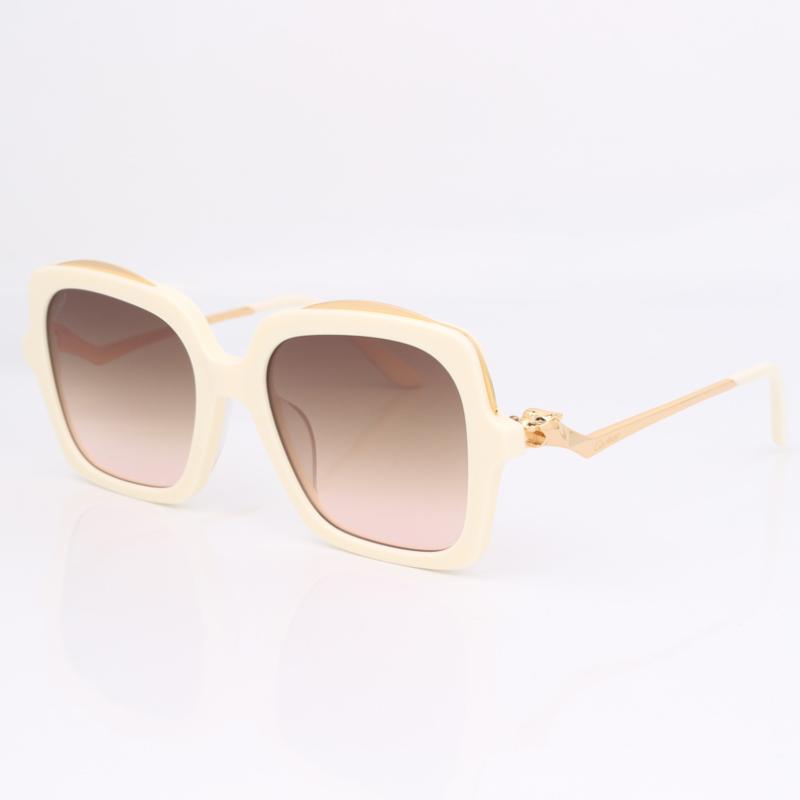

Square ivory frame sunglasses women fashion brown gradient lens women eye wear with Leopard head