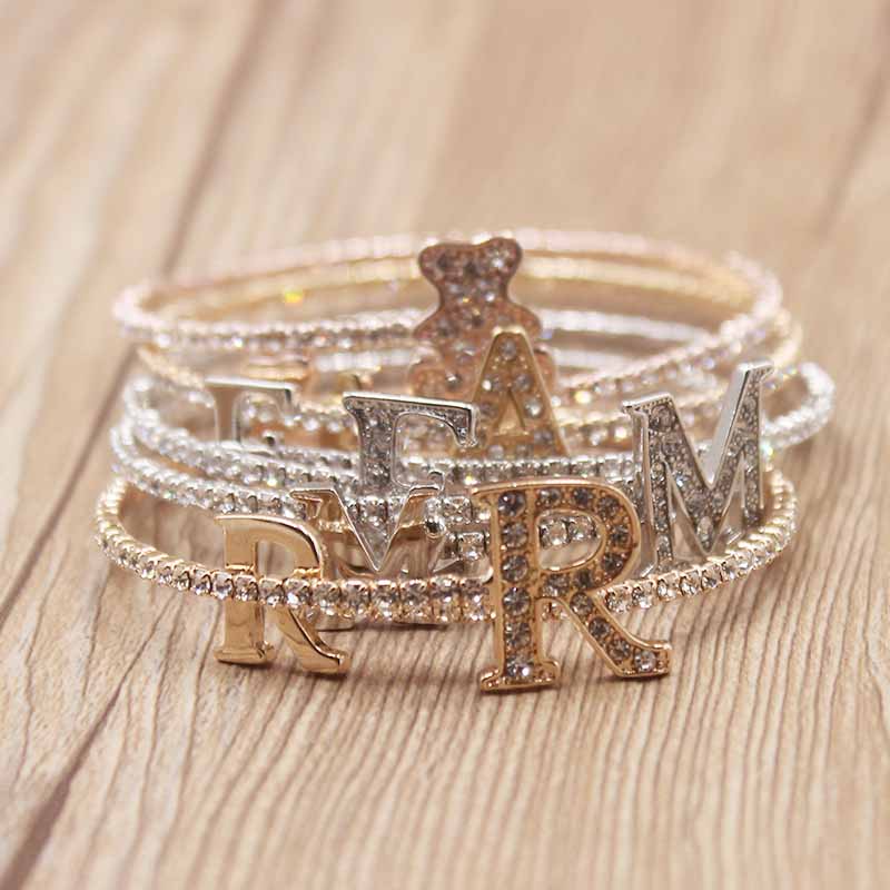 

new arrived simply delicate bangles gold/rose gold/silver color bracelet high-quality letter design popular selling jewelry cute