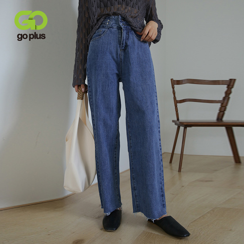

GOPLUS Jeans Woman Straight Pants Jeans Mujer Cintura Alta Femme 2020 Trousers Women Mom Blue High Waist Clothes C10739