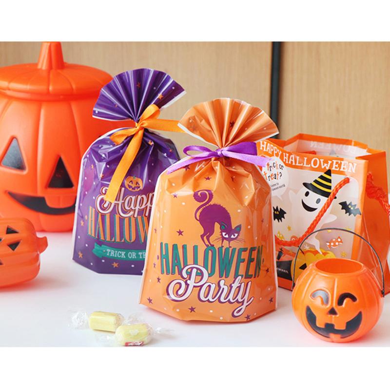 

New Cat Pumpkin Letter Printed Gift Bags Children Biscuits and Candy Bags Party Flat Mouth Packing Bag 2020 Halloween Decor