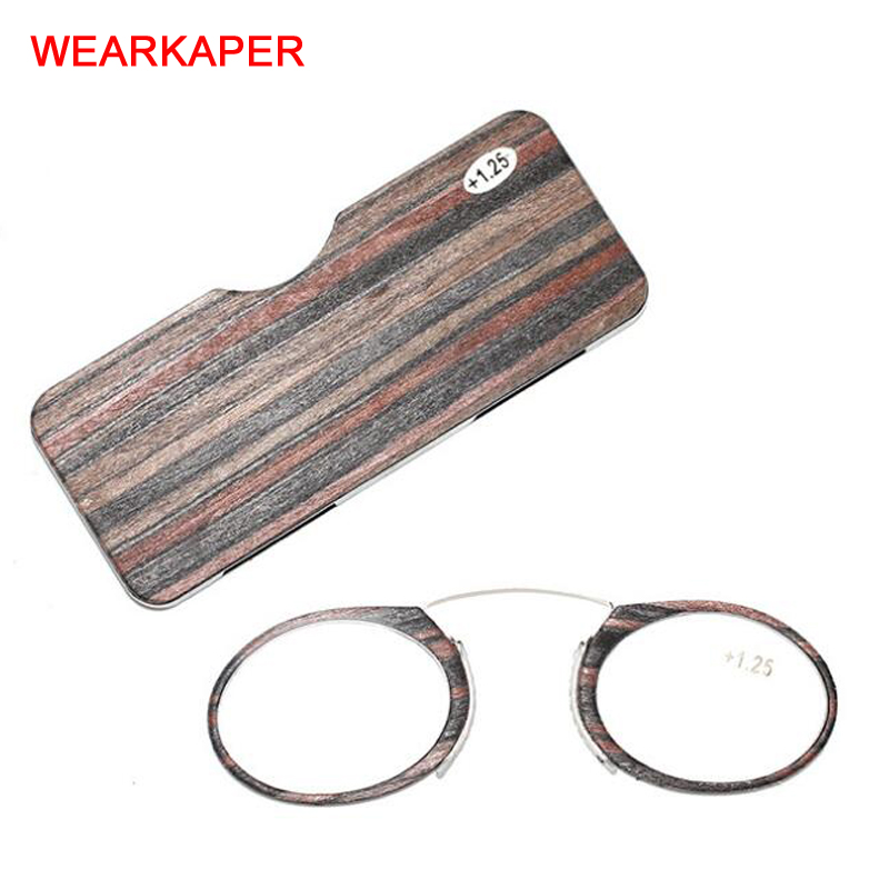

WEARKAPER Titanium Wallet SOS Mini folding Nose No Arm Reading Glasses Oculos De Grau Gafas de Lectura Adjustable Small Glasses