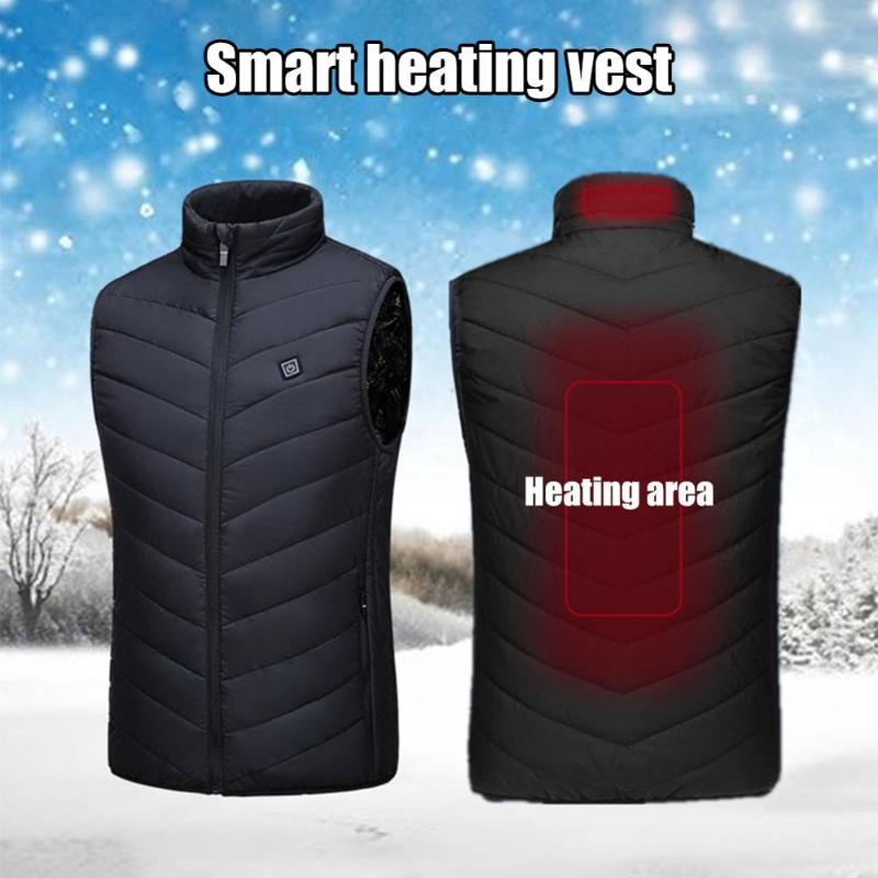 

Intelligent Heated Jacket Vest Gift USB Electric Battery Heat Outdoor Hiking Jacket Coats Warmer tactical vest veste chauffante, Black