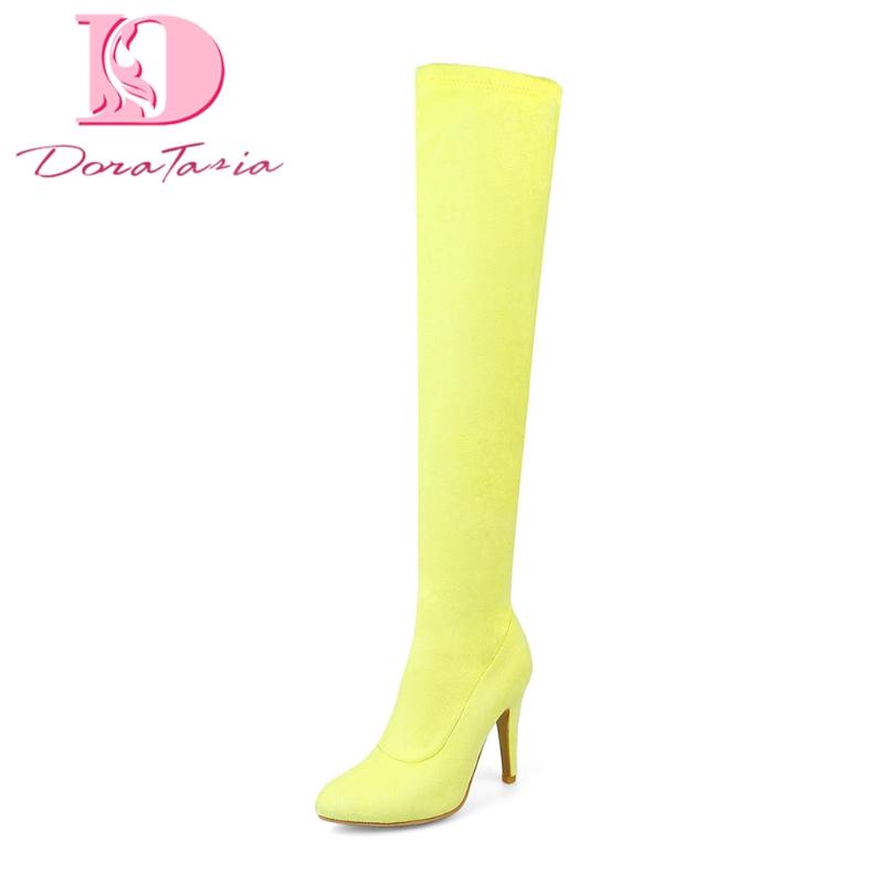 

Doratasia Plus Size 32-48 Fashion Wholesale Party Boots Woman Shoes 6 Colors High Heels Over The Knee Boots Femals Shoes Women, Purple