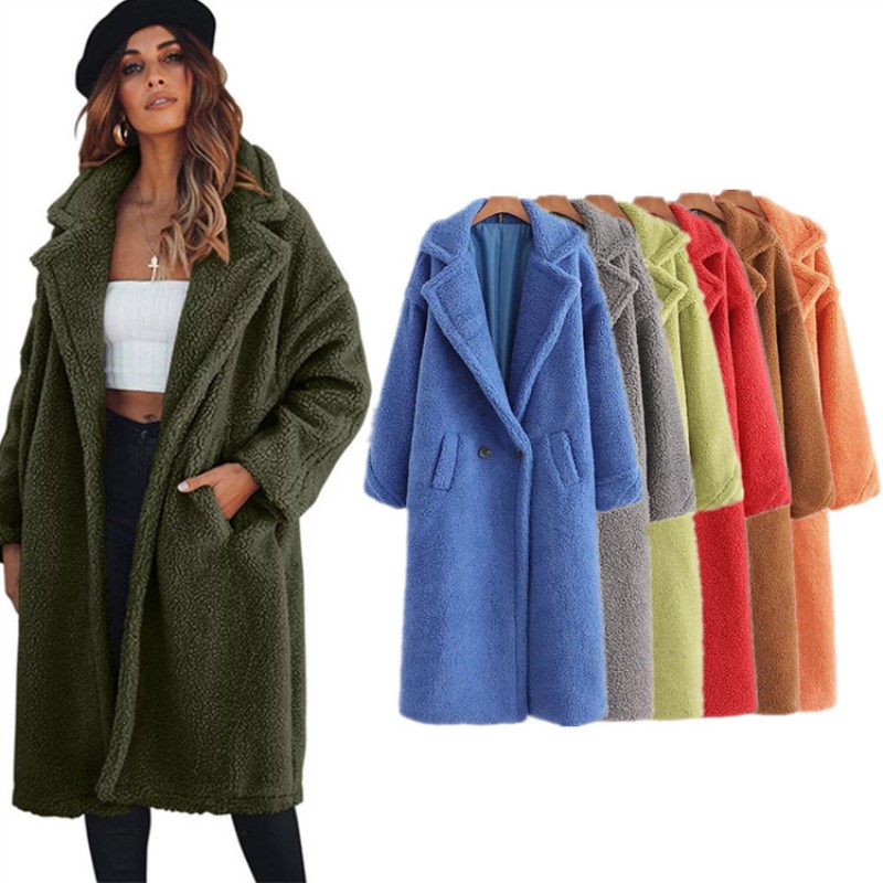 

MONMOIRA 2020 Winter Solid Oversized Faux Fur Coats Women Warm Long Fur Lambswool Teddy Coats And Jackets Ladies cwf0225-5, Orange