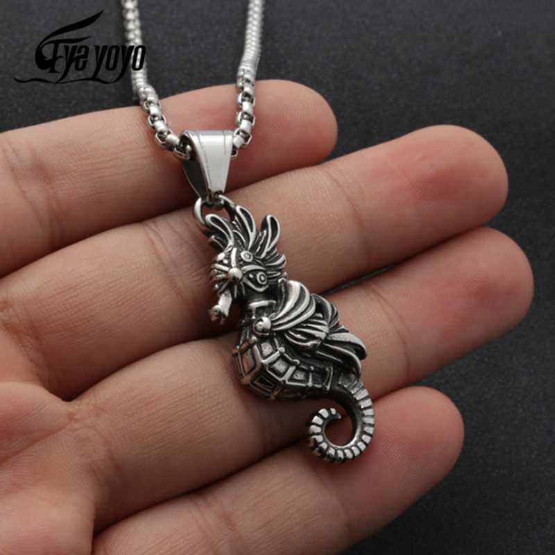 

EyeYoYo Seahorse Pendant Necklaces Stainless Steel Aquatic Creatur Jewelry Animal Necklace Punk Men Accessories