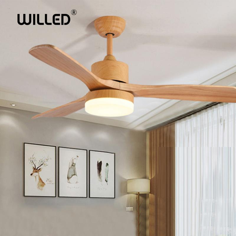 

42 inch LED ceiling fan remote control wooden Home fans with light 24w 220v retro living room dining bedroom dimming cooling fan