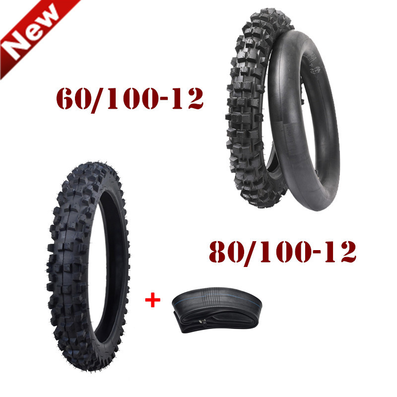

TDPRO Set 14 INCH 60/100-14 FRONT + 12 INCH 80/100-12 REAR TYRE TUBE for KLX110 DRZ110R110 PW80R90 Motorcycle Bike Tire