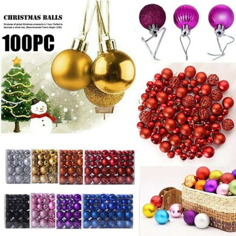 

100pcs Christmas Tree Mini Shatterproof Ornaments Balls Holiday Accessories for Xmas Decorations