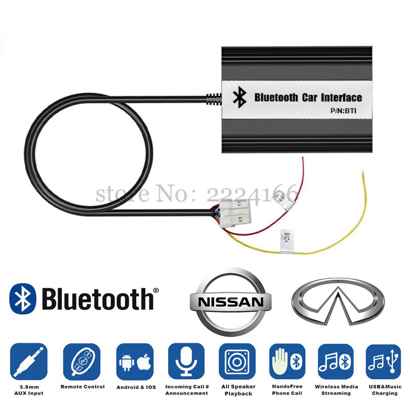 

Car Bluetooth A2DP MP3 music Adapter for Almera\MaximaTeana\ Infiniti FX\EX AUX USB Music Charging Handsfree car-styling