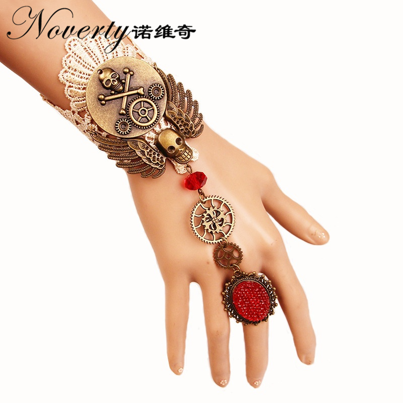 

Fashion Retro Halloween Skull Mechanical Gears Bracelet with Women's Fashion Jewelry Halloween Gifts FYSL005
