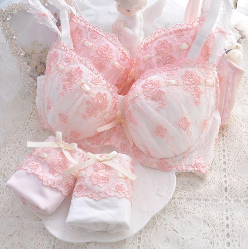 

Japanese Style Super Cute Bra & Panties Set Soft Sister Underwear Sleep Intimates Set Sweet Kawaii Lolita Oversized 2 Colors, Pink