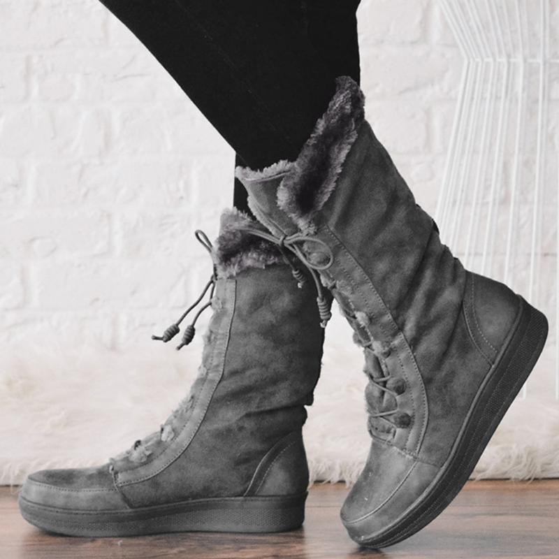 

western boots cowboy boots women Round Toe Flat Snow winter women suede calf russia winter warm#G3, Black