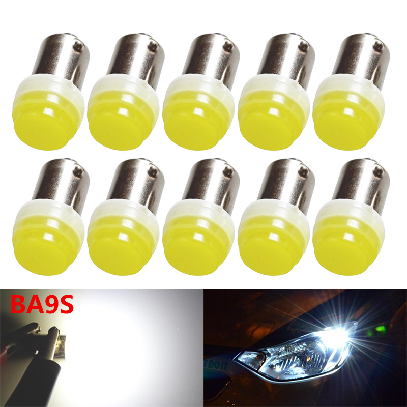 

10Pcs BA9S T4W Led Bulbs Round 3D T3W BA9S COB License Plate Light H6W LED Interior Door Lamp Marker Bulbs White 12V, As pic