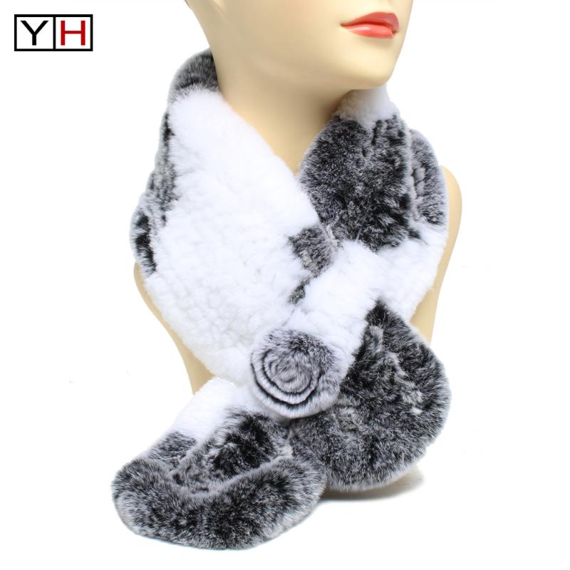 

Women Natural Real Fur Scarf Winter Warm 100% Genuine Rex Fur Muffler Lady Real Scarves Wholesale Retail
