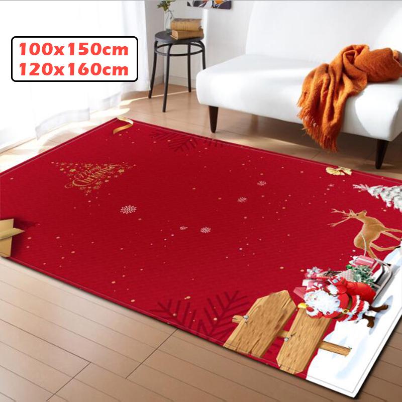 

Carpets WUJIE 60x180cm Anti-Slip Christmas Area Rugs For Living Room Santa Claus Pattern Xmas Carpet Soft Doormat Floor Mat Home Decor, Style 1
