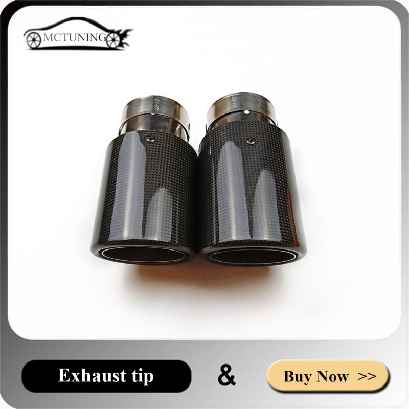 

One piece Auto exhaust pipes Curly side Glossy Carbon fiber Muffler Nozzle Tips 304 Stainless steel Universal Car accessories