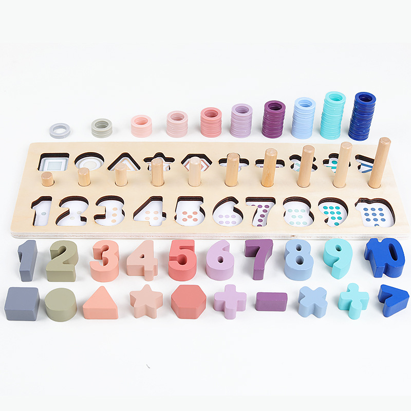 

Math Toys For Children Baby Early Education Teaching Preschool Wooden Montessori Building Block Toys Count Geometric Shape Cognition Match