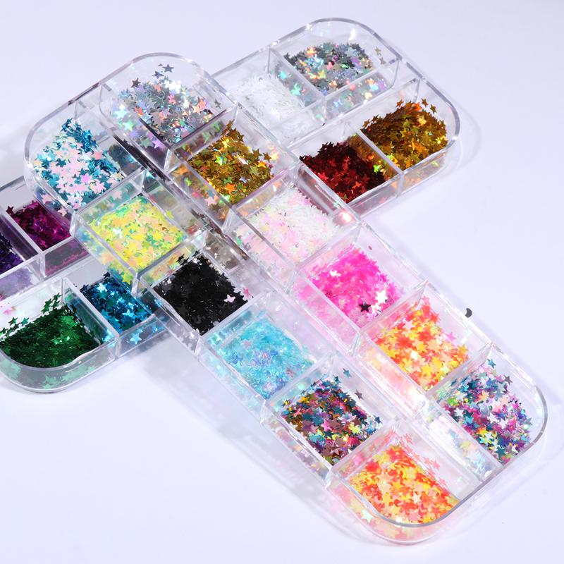 

Butterfly Nail Sequins Glitter Style Flakes Paillette Star Love heart Round Decoration 3D Nail Art Sequins Art Tool