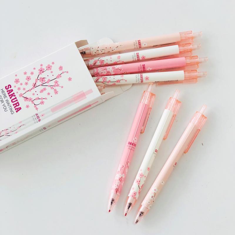 

2X Fresh Sakura Floral Gel Pen Writing Signing Pen School Office Supply Stationery 0.5mm Black