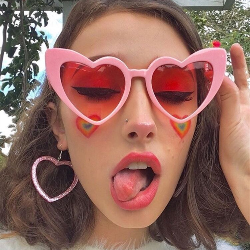

Sunglasses Arrival 2021 Futuristic Women Big Heart Shape Fashion Oversized Festival Feminino
