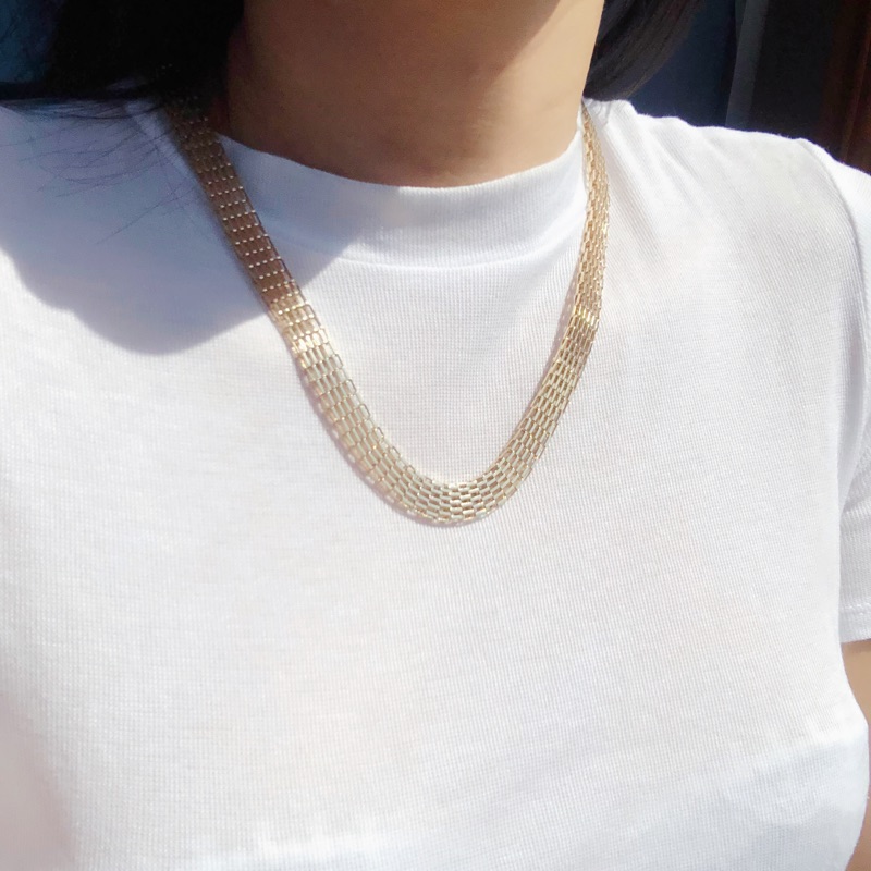 

Wide Metal Chain Strap Hollow Necklace Minimalism Hip Hop Punk Style Gold Color Necklace Women Jewelry Sister Party Gifts