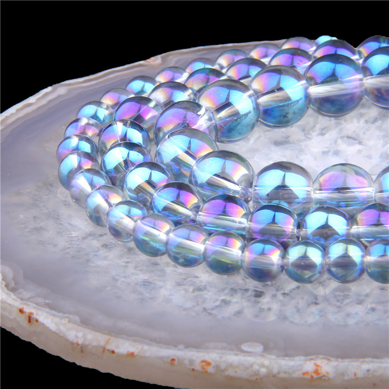 

6/8/10/12 MM Crystal Beads AB Polished Austria Crystal Glitter Moonstone Round loose Beads For Jewelry Making round spacer