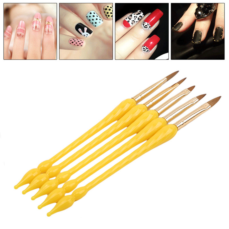 

5Pcs/Set Nail Art Crystal Brush UV Gel Builder Schilderen Puntjes Pen Carving Tips Manicure Salon Gereedschap