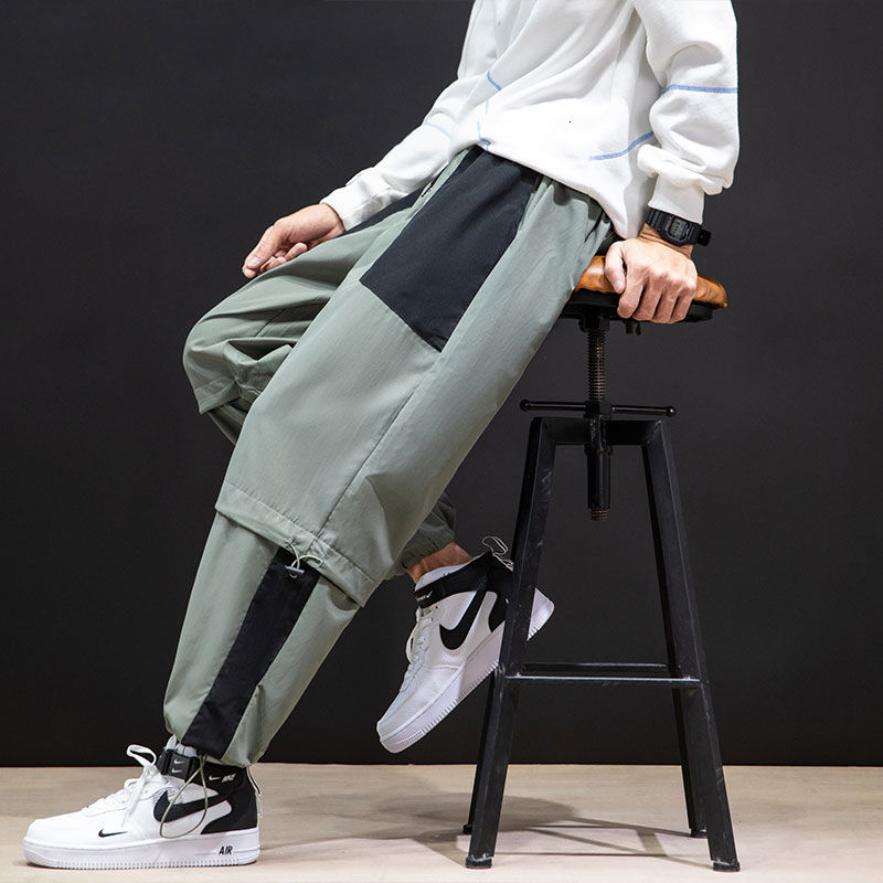 

Hybskr 2020 Autumn Men's Fashion New Pants Casual Oversize Japanese Style Cargo Trousers Streetwear Hip Hop Male Clothing, Black