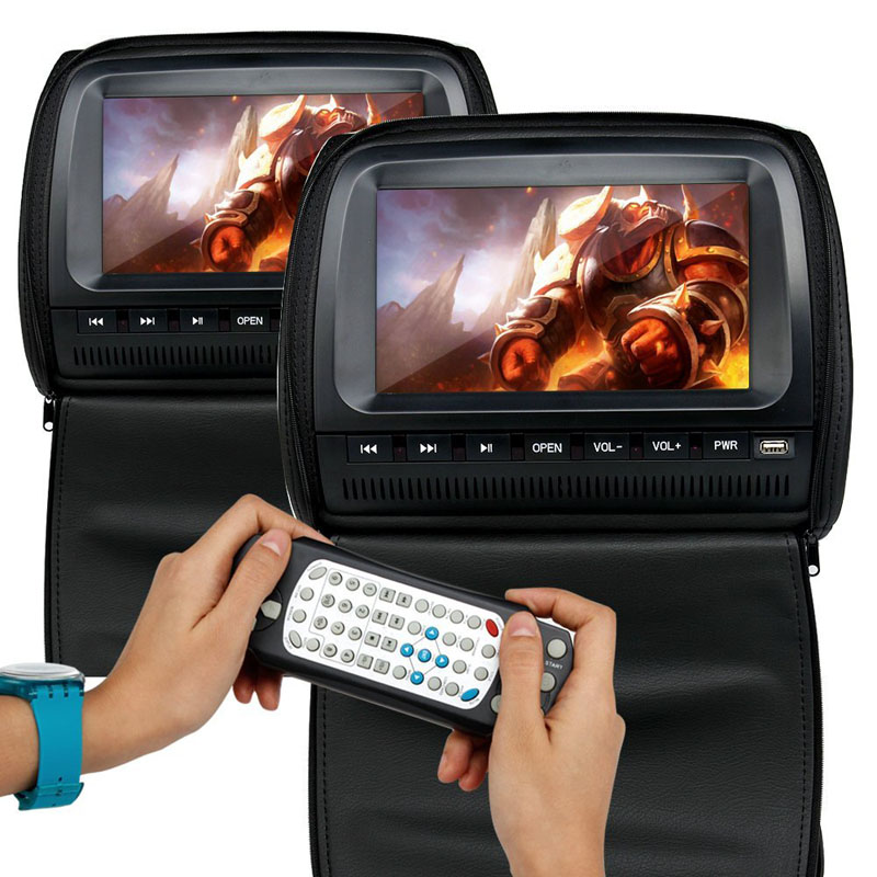 

2PCS 9 Inch Car Headrest Monitor DVD Video Player 800*480 Zipper Cover TFT LCD Screen Support IR/FM/USB/SD/Speaker/Game