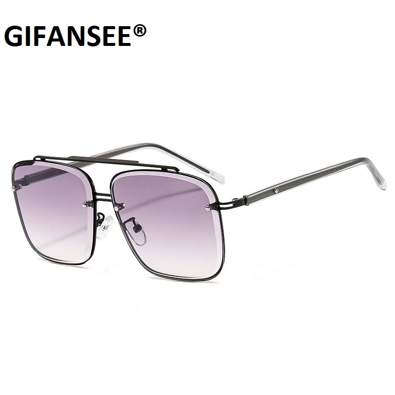 

GIFANSEE Square Rimless Sunglasses Women 2020 Summer Red Sun Glasses Frameless Fashion Eyeglasses Men UV400 shades