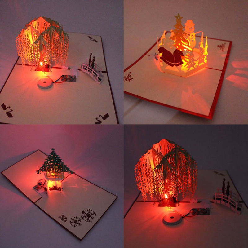 

1pc 3D Laser Light Greeting Festival Card Up Postcard Gifts Handmade Paper Craft Birthday Christmas Music Paper Card
